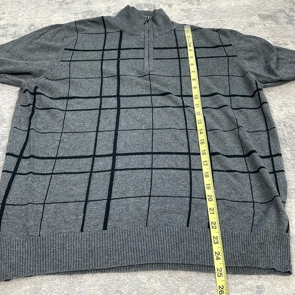 Gap Quarter Zip Windowpane Plaid Sweater Preppy Academia Gray Sz L - Picture 6 of 12